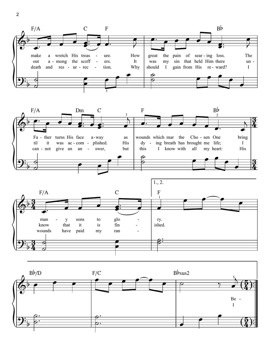 How Deep The Father's Love For Us Easy Piano scores gallery preview page 2
