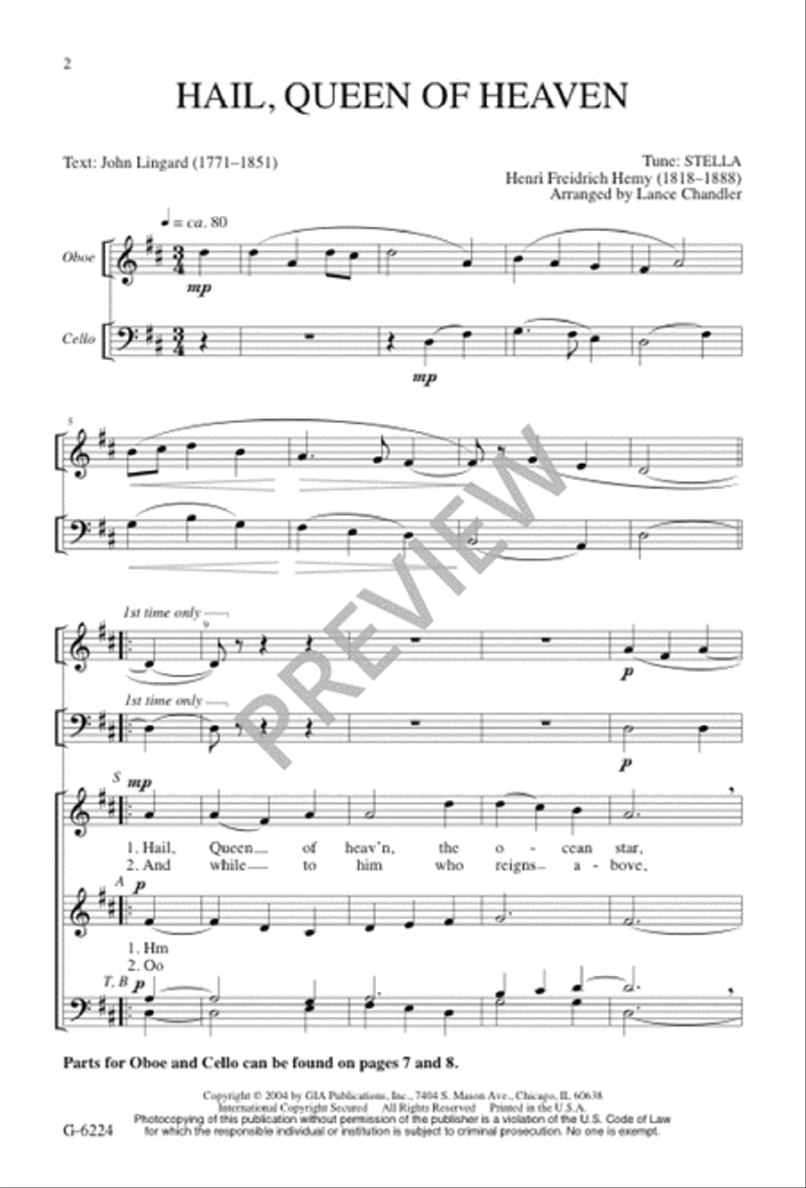 Hail, Queen of Heaven Hail, Queen of Heaven 4-Part scores gallery preview page 1