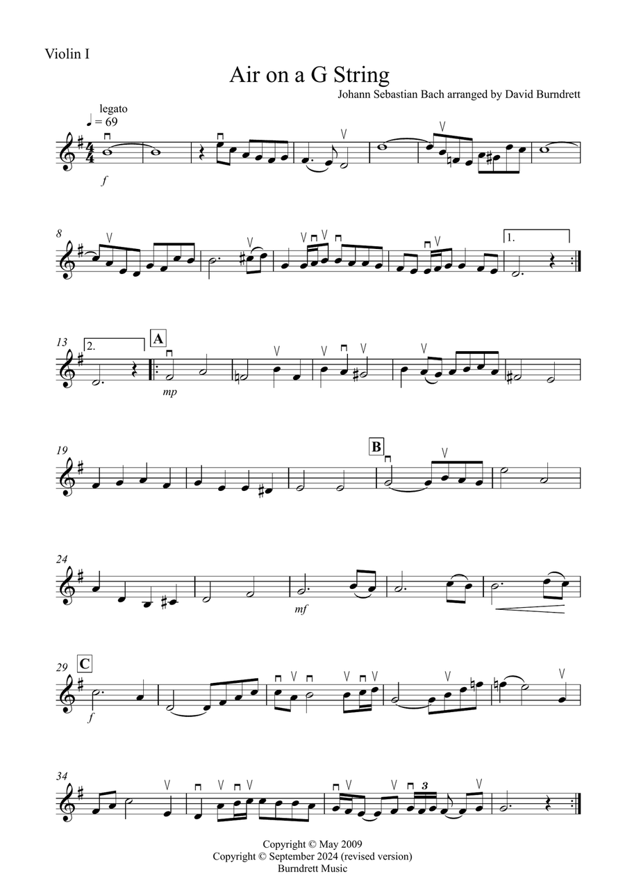 Air on a G String for String Quartet String Quartet scores gallery preview page 5