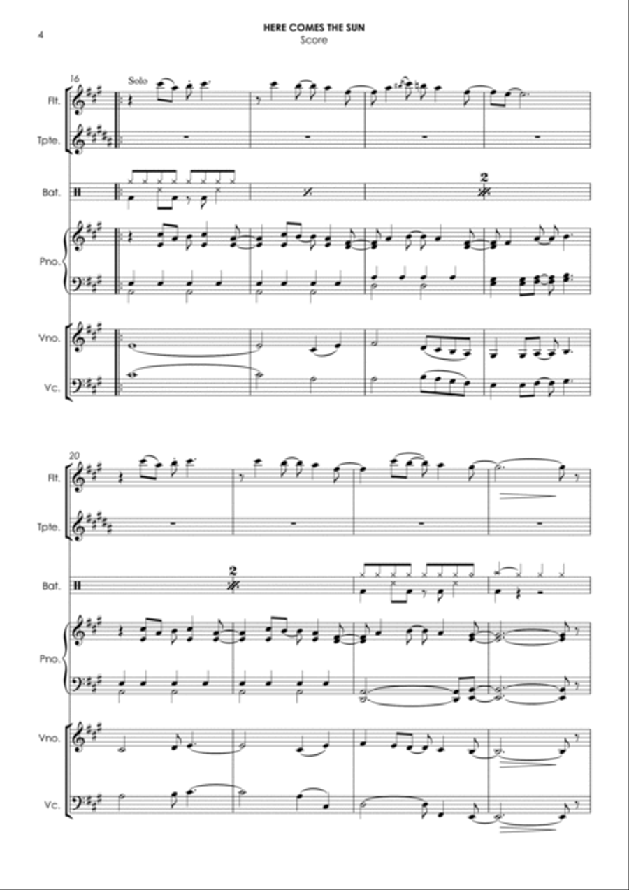 Here Comes The Sun Small Ensemble scores gallery preview page 4
