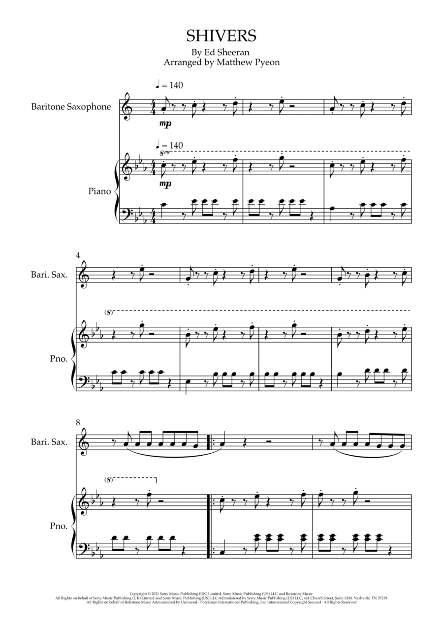 Shivers Baritone Saxophone scores gallery preview page 1