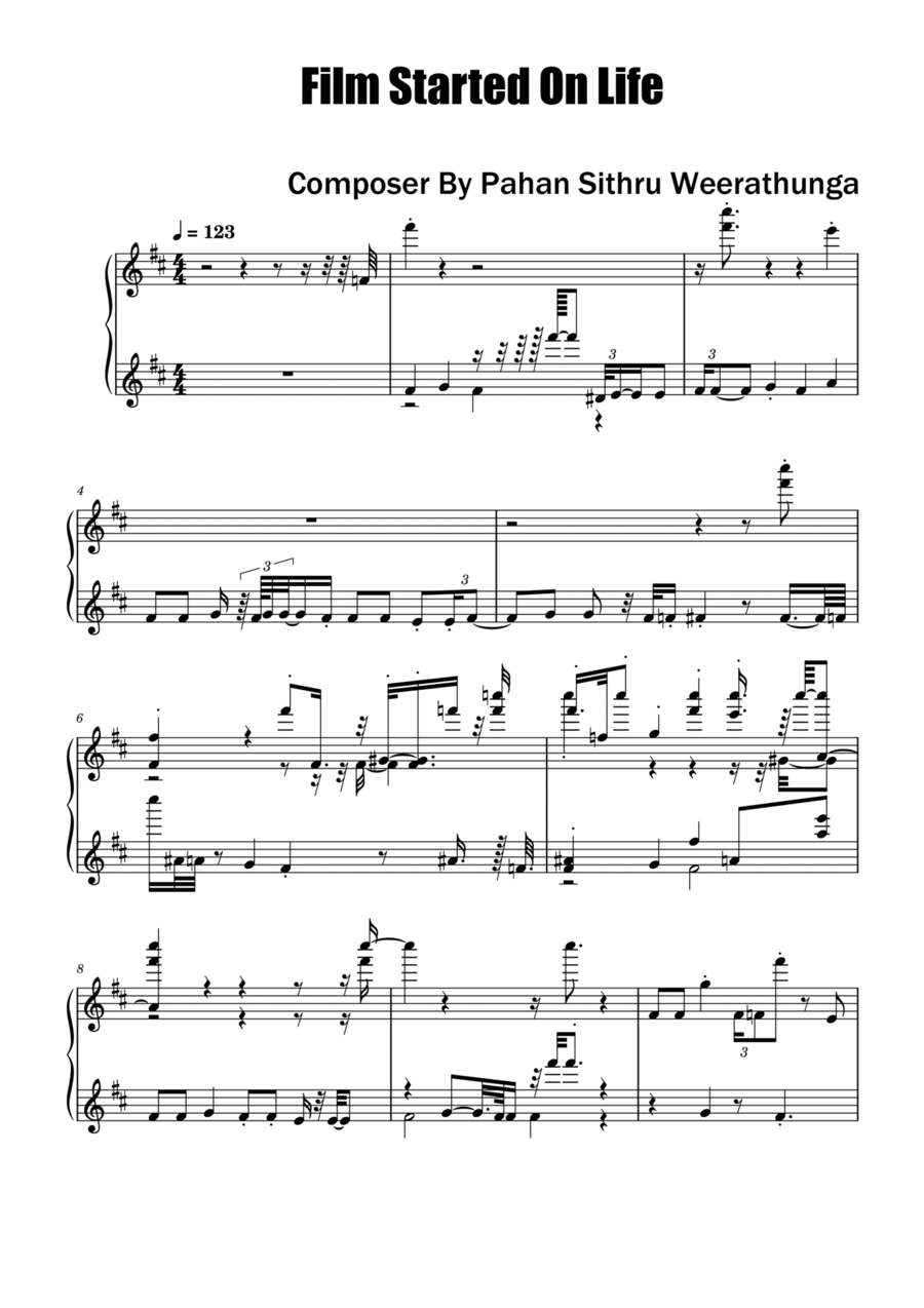 Film Started On Life Easy Piano scores gallery preview page 1