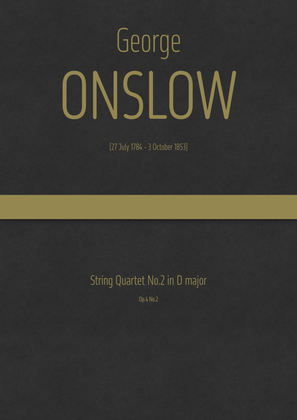 Book cover for Onslow - String Quartet No.2 in D major, Op.4 No.2