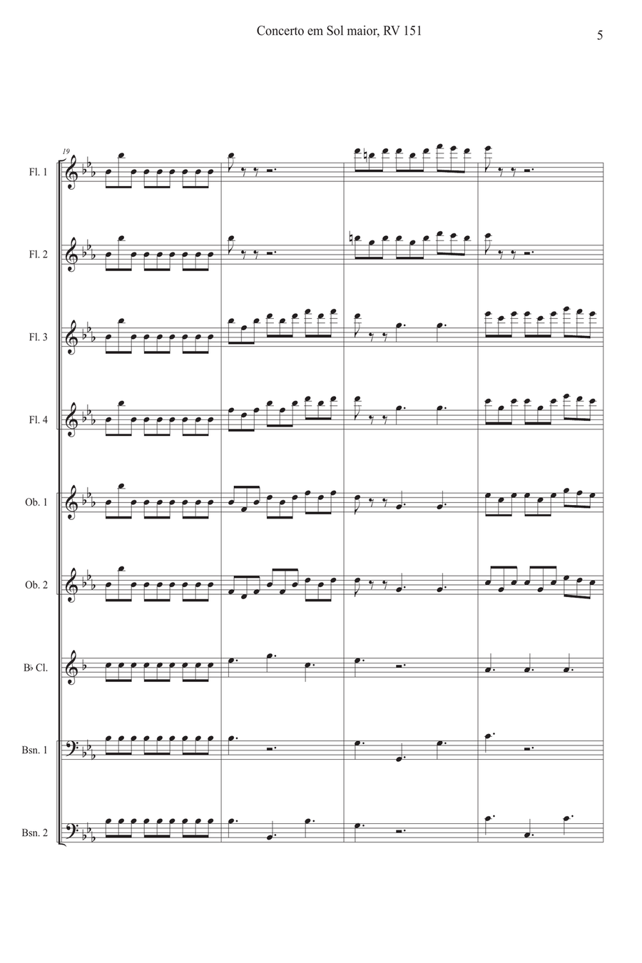 Concerto in G Alla Rustica Woodwind Ensemble scores gallery preview page 5