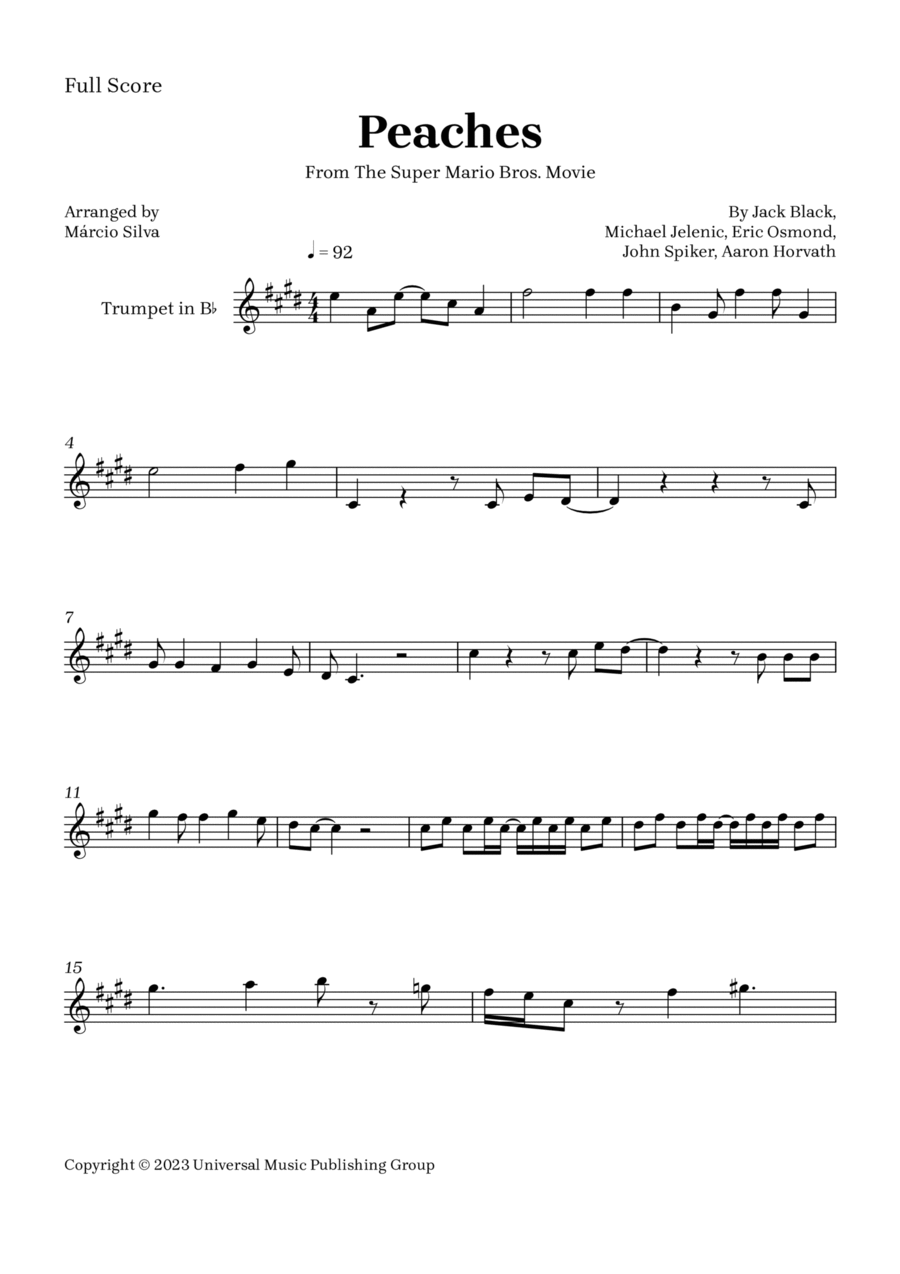 Peaches B-Flat Trumpet scores gallery preview page 1
