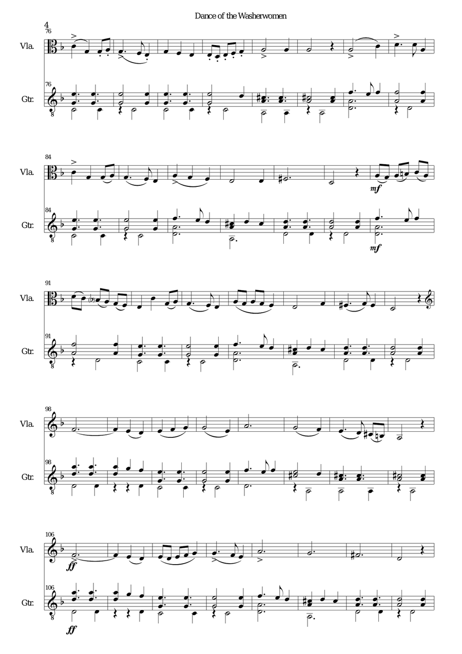 Dance of the washerwomen (with Hupfauf) for viola and guitar String Duet scores gallery preview page 4