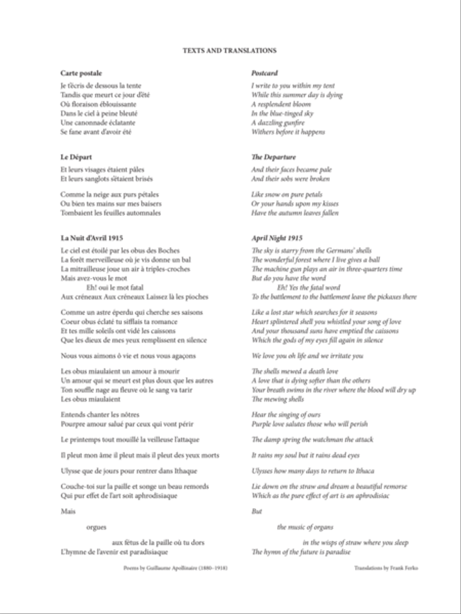 Cartes postales de la guerre (Postcards from the War) Mezzo-Soprano Voice scores gallery preview page 2