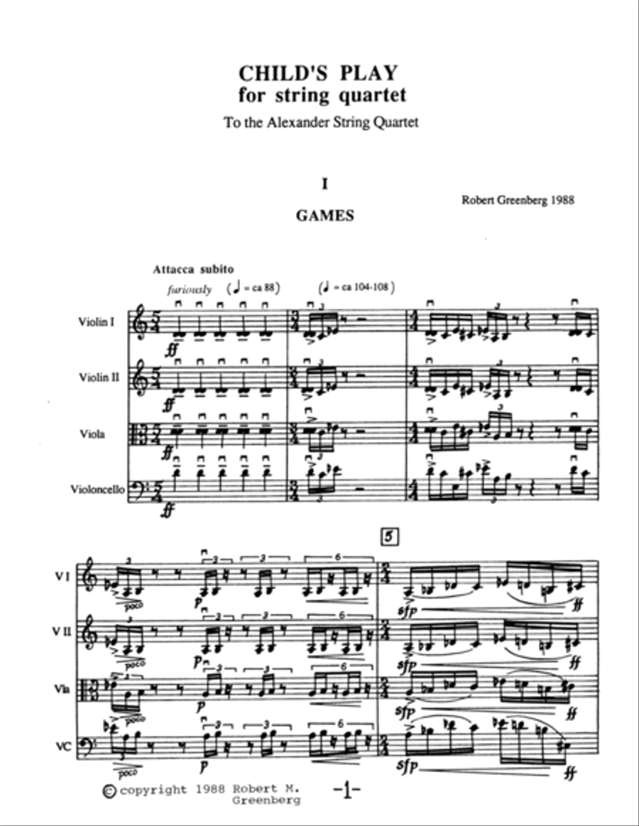 String Quartet No. 2: Child's Play String Quartet scores gallery preview page 2