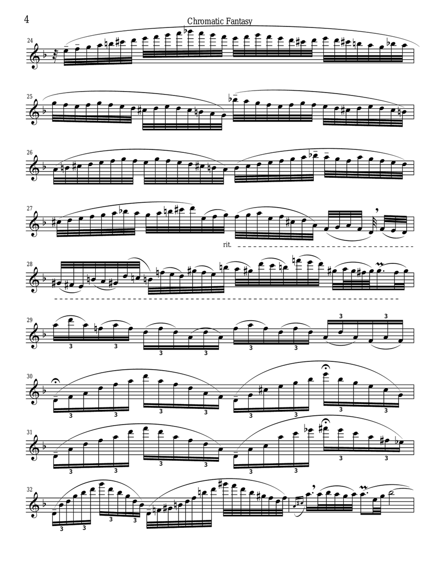 J. S. Bach Chromatic Fantasy set for solo (unaccompanied) Flute Flute Solo scores gallery preview page 4