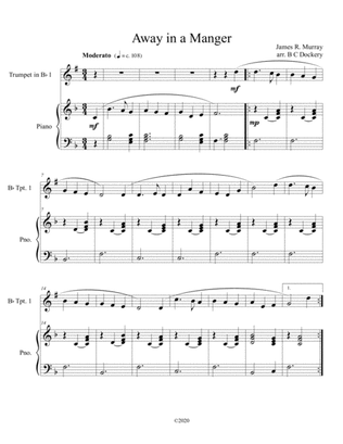 Book cover for Away in a Manger (trumpet solo) with optional piano accompaniment