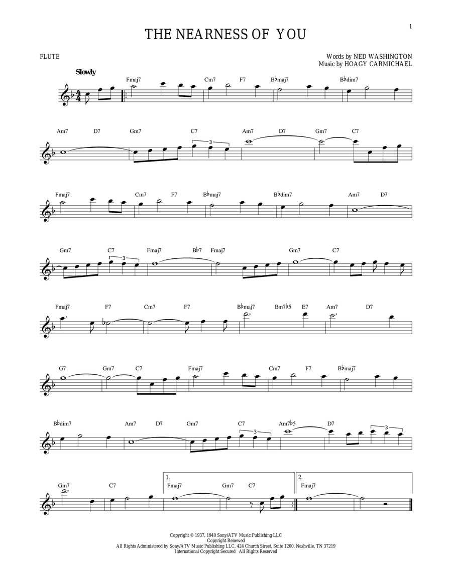 The Nearness Of You The Nearness Of You Flute Solo scores gallery preview page 1