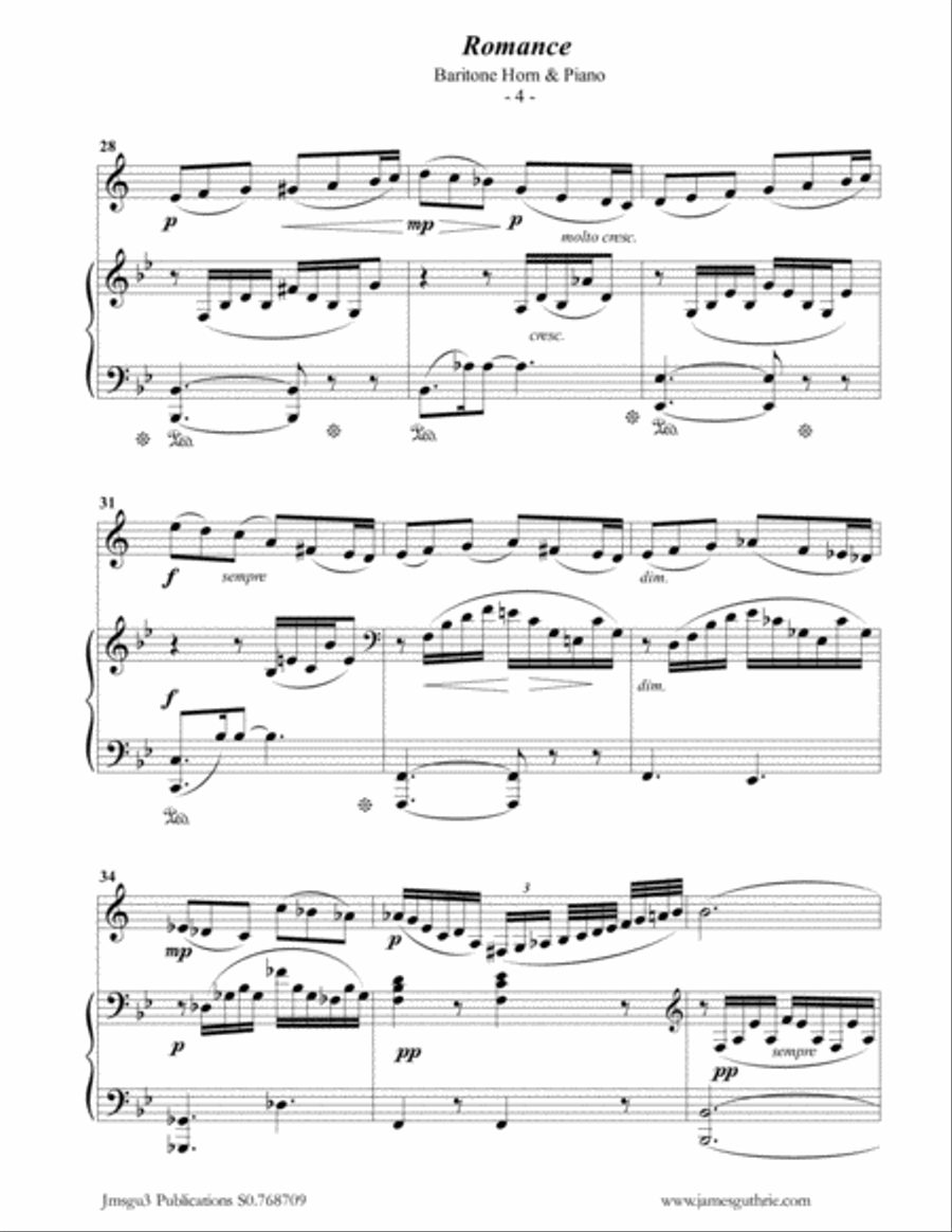 Fauré: Romance Op. 28 for Baritone Horn & Piano Baritone Horn scores gallery preview page 4