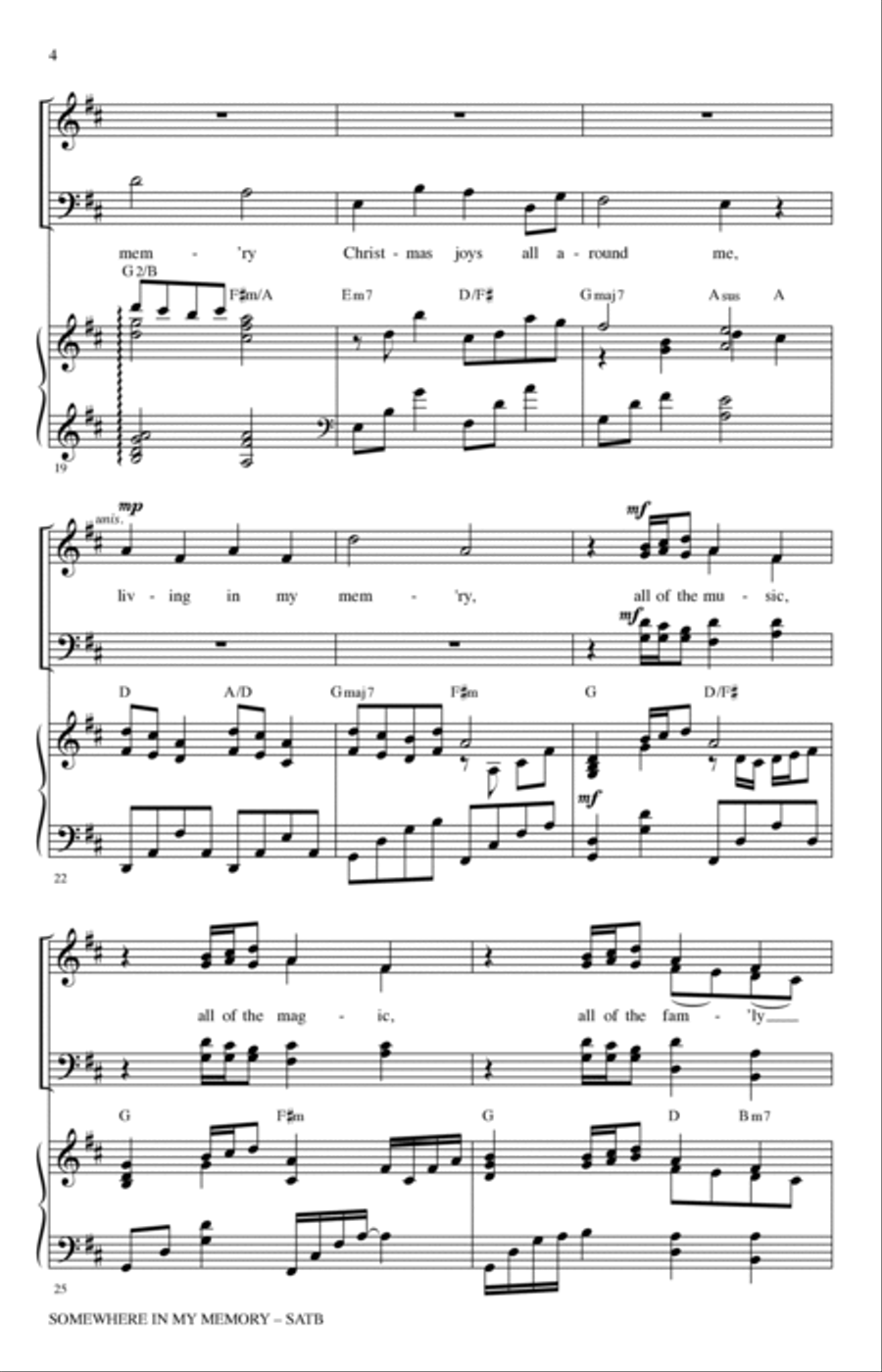 Somewhere In My Memory (arr. Mark Hayes) 4-Part scores gallery preview page 3
