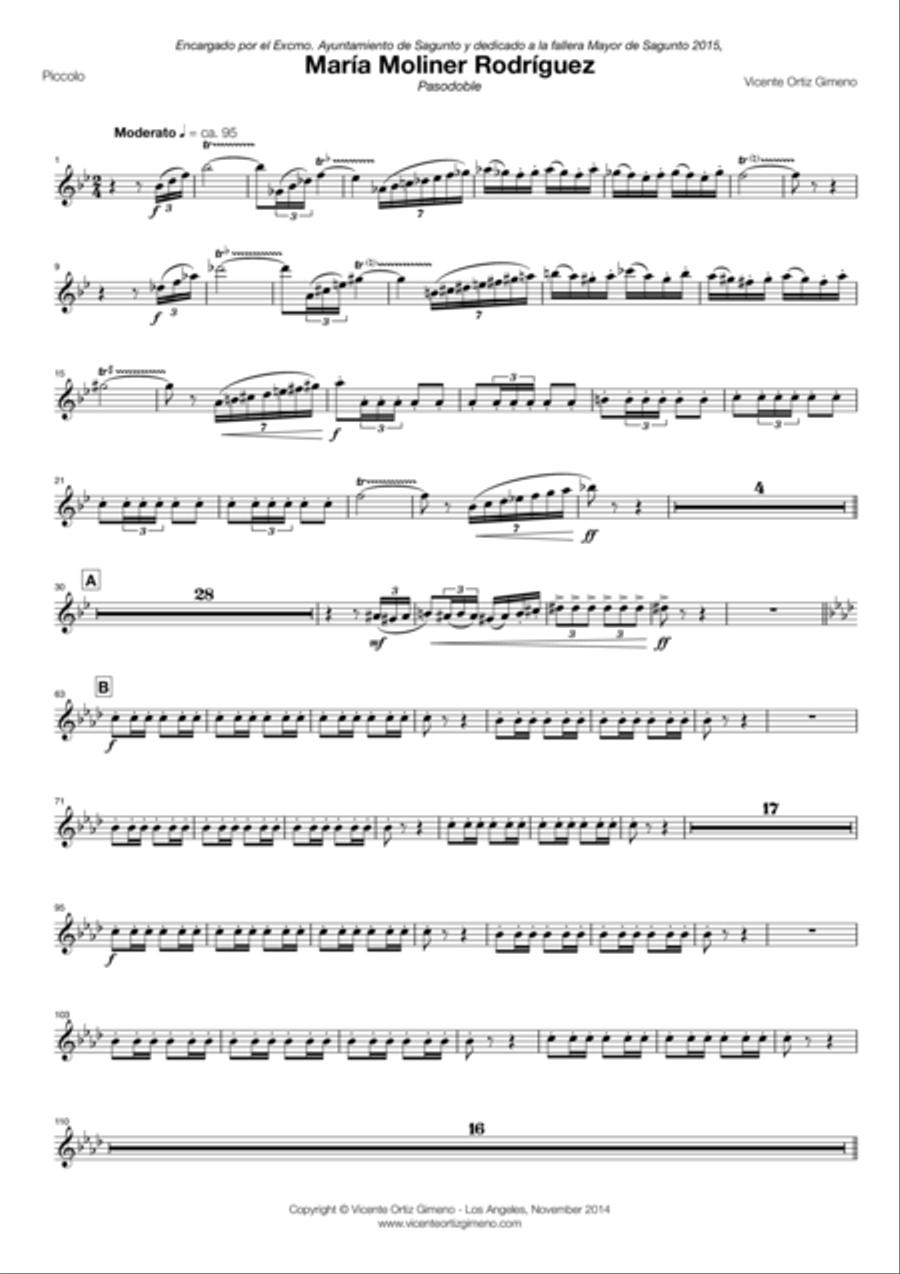 María Moliner Rodríguez (Pasodoble) Vicente Ortiz Gimeno - PARTS School and Community scores gallery preview page 1