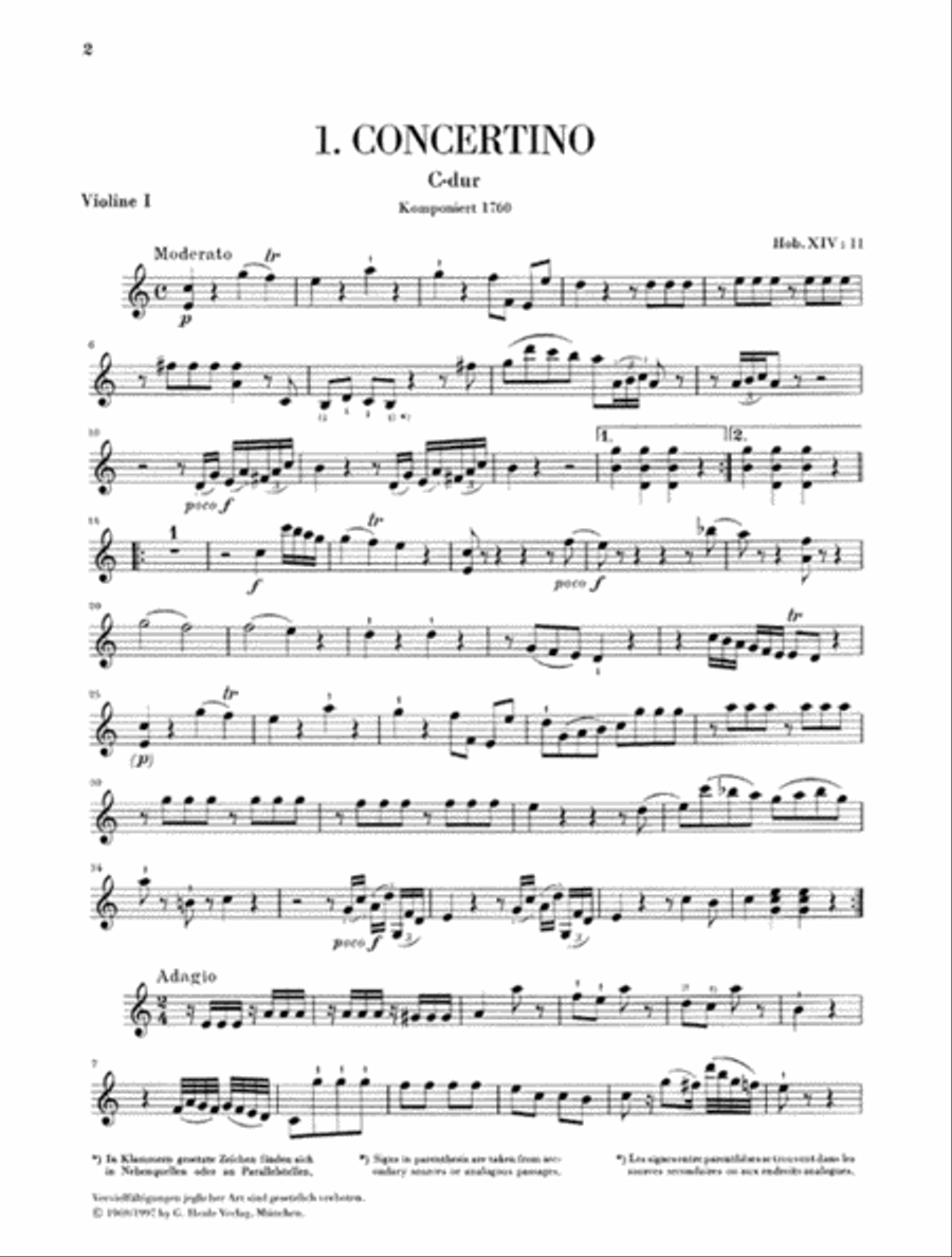 Concertini for Piano (Harpsichord) with Two Violins and Violoncello Piano Quartet scores gallery preview page 2