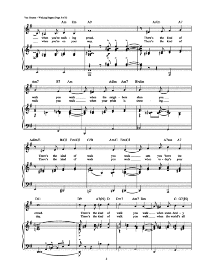 Walking Happy Piano, Vocal, Guitar scores gallery preview page 3