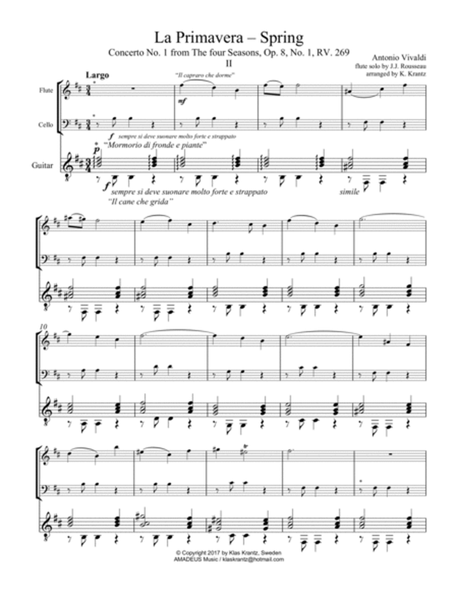 Largo (ii) from La Primavera (Spring) RV. 269 for flute, cello and guitar