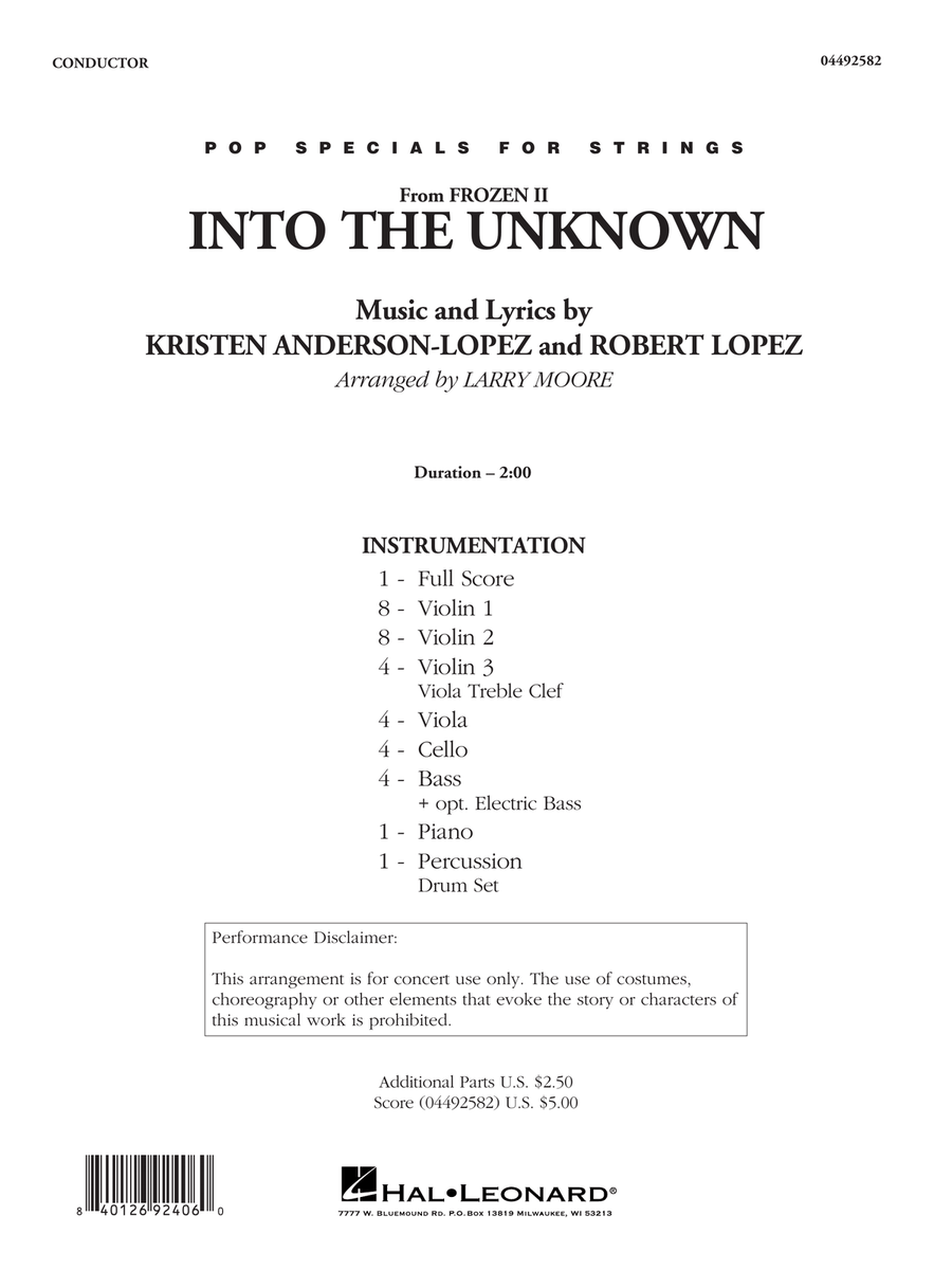 Into the Unknown (from Frozen) (arr. Larry Moore) - Conductor Score (Full Score) String Orchestra scores gallery preview page 1