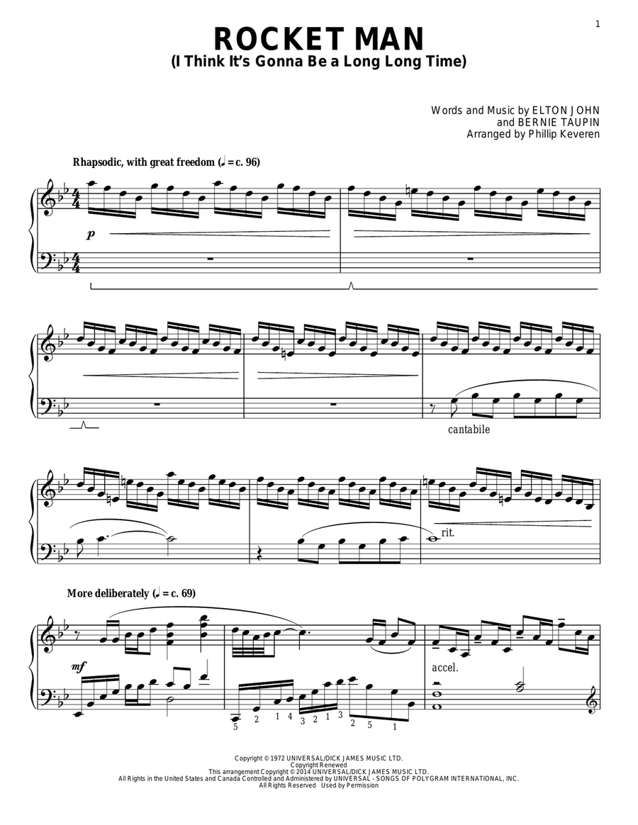 Rocket Man (I Think It's Gonna Be A Long Long Time) [Classical version] (arr. Phillip Keveren) Piano Solo scores gallery preview page 1