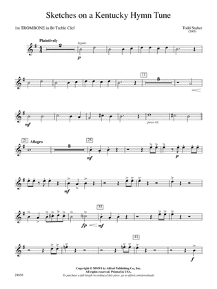 Sketches on a Kentucky Hymn Tune: (wp) 1st B-flat Trombone T.C.