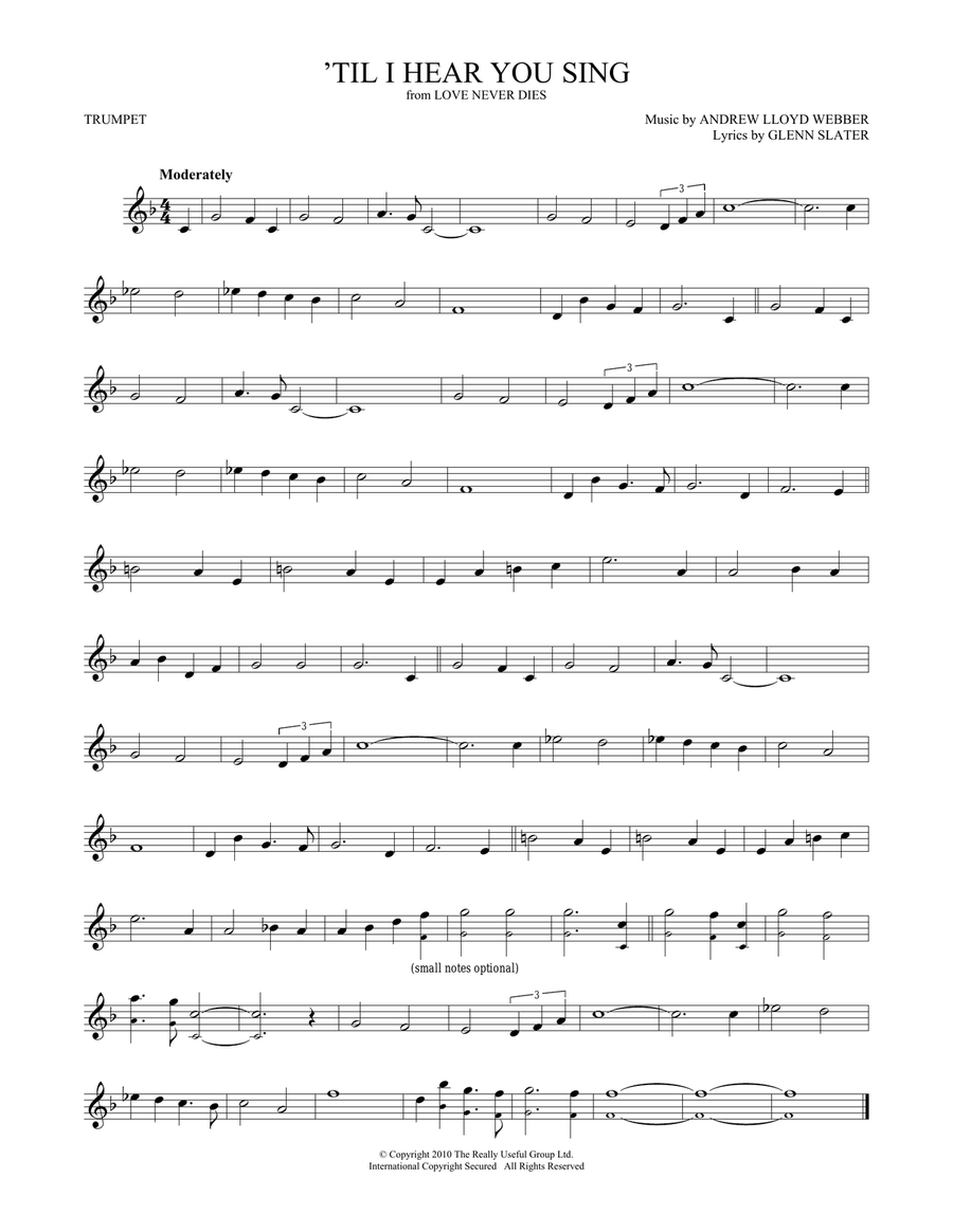 'Til I Hear You Sing (from Love Never Dies) Trumpet Solo scores gallery preview page 1