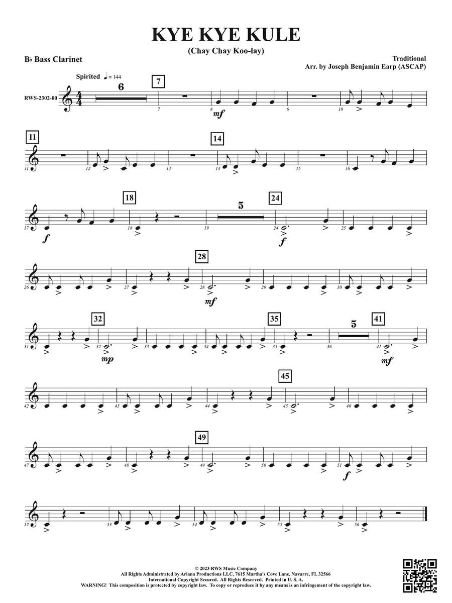 Kye Kye Kule - Chay Chay Koo-lay: B-flat Bass Clarinet Bass Clarinet scores gallery preview page 1