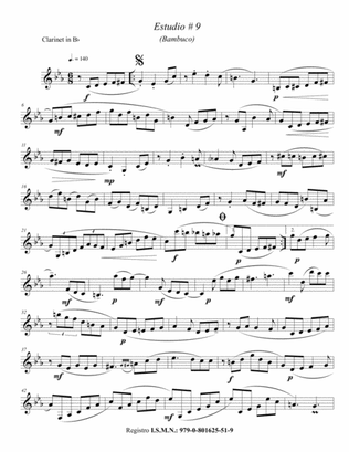 Estudio #9 (Bambuco) for Solo Clarinet