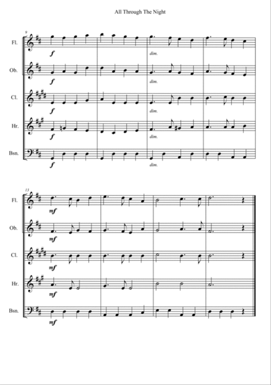 All Through The Night All Through The Night Woodwind Quintet scores gallery preview page 2