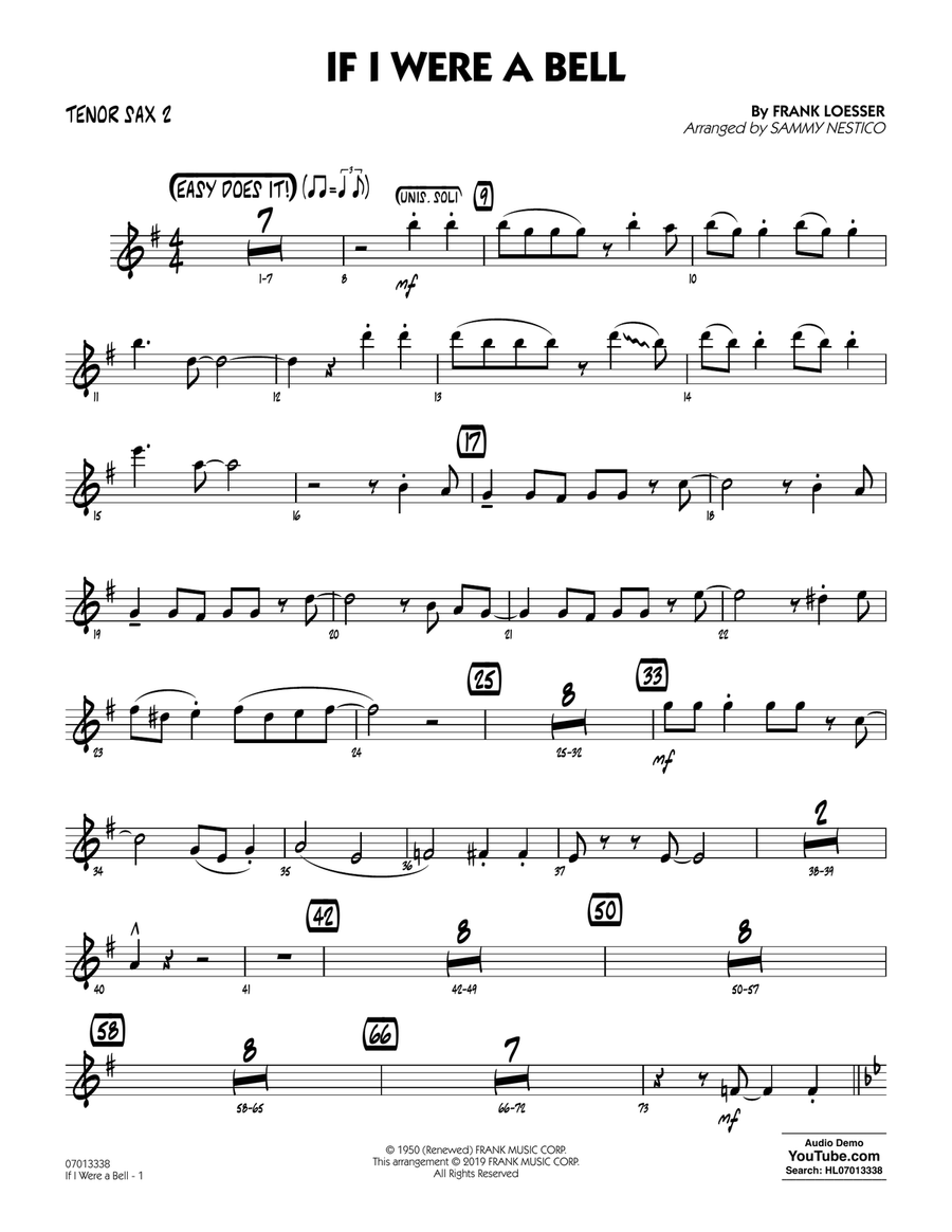 If I Were a Bell (arr. Sammy Nestico) - Tenor Sax 2 Jazz Ensemble scores gallery preview page 1