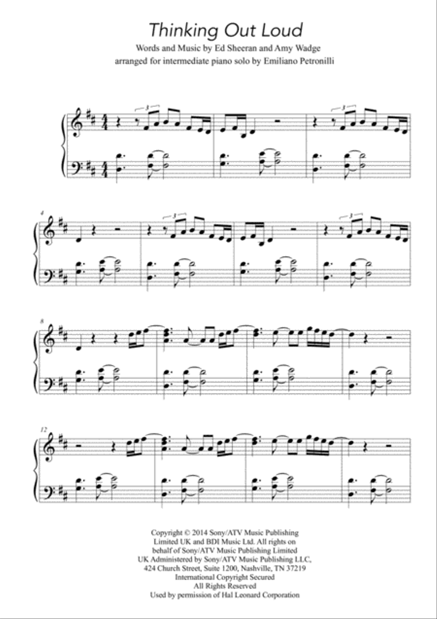 Thinking Out Loud Piano Solo scores gallery preview page 1