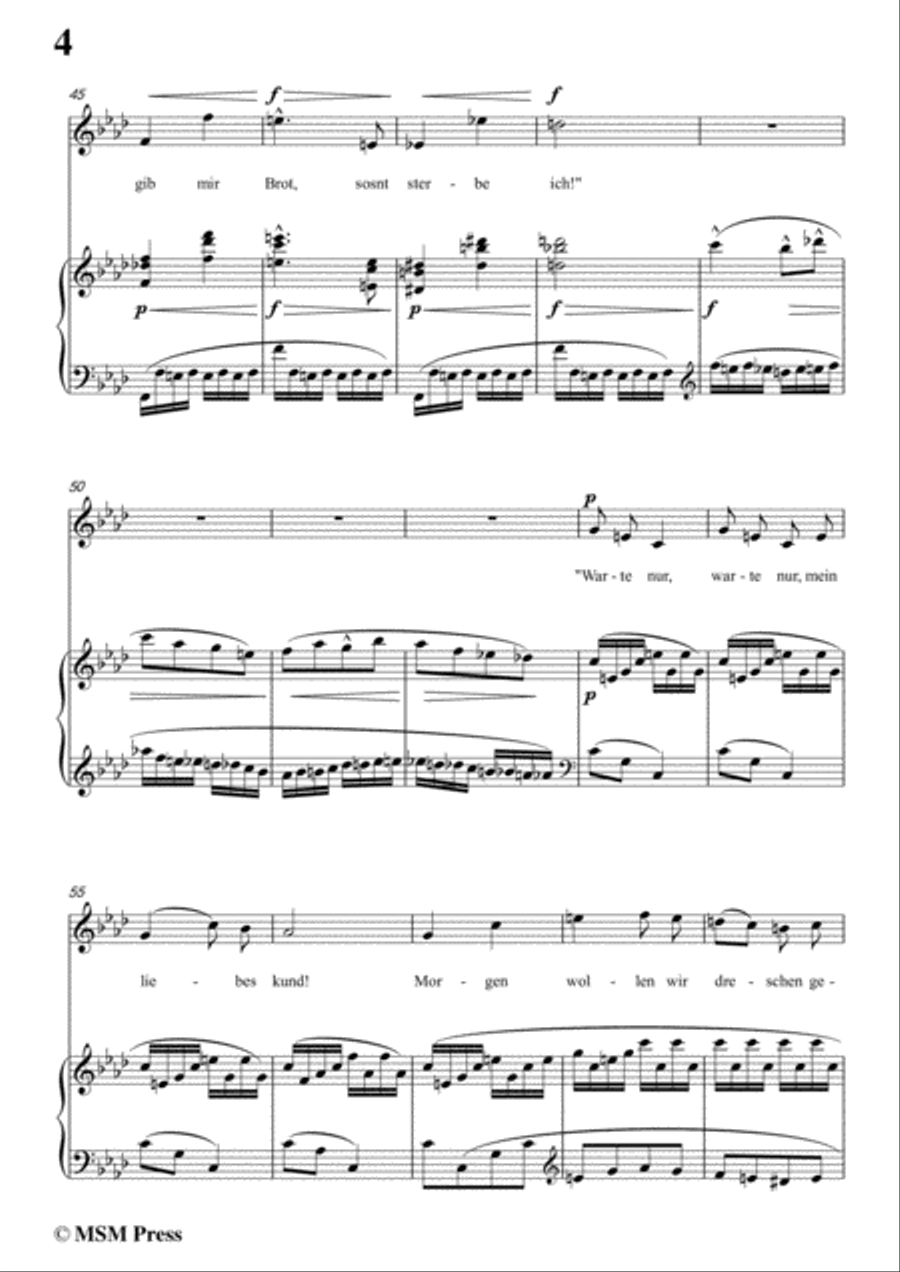 Mahler-Das irdische Leben in A flat Major,for Voice and Piano Voice Solo scores gallery preview page 6