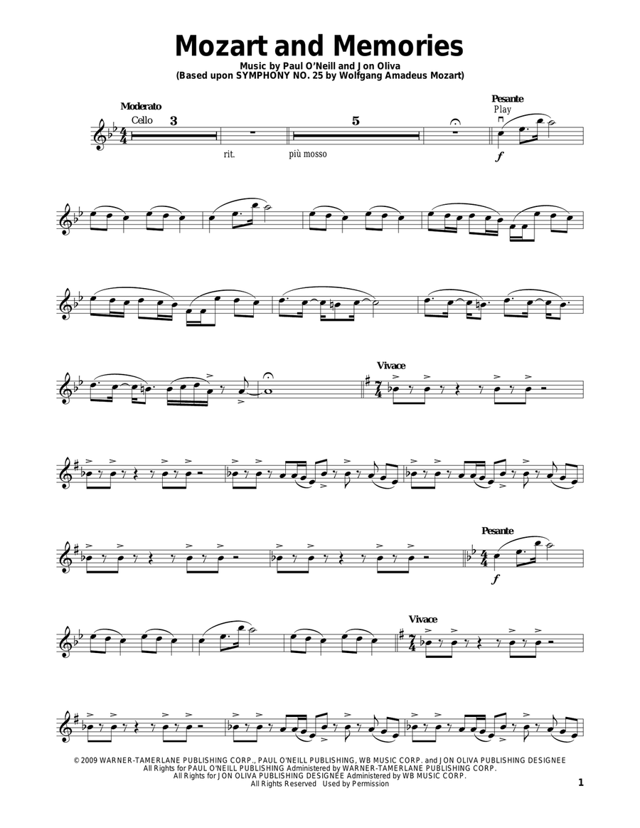 Mozart And Memories Violin Solo scores gallery preview page 1