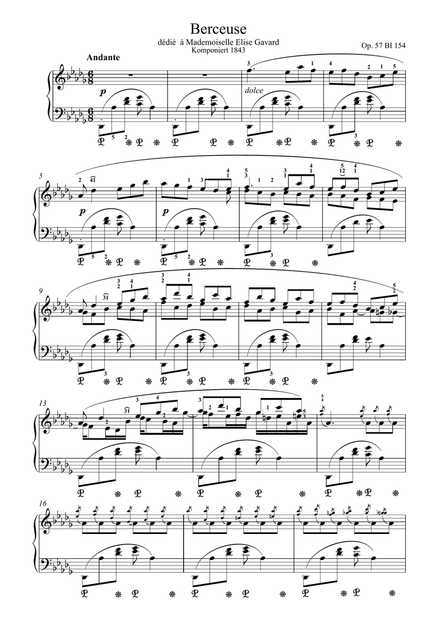 CHOPIN - Berceuse in D Flat Major, Op. 57(Piano) Piano Solo scores gallery preview page 1