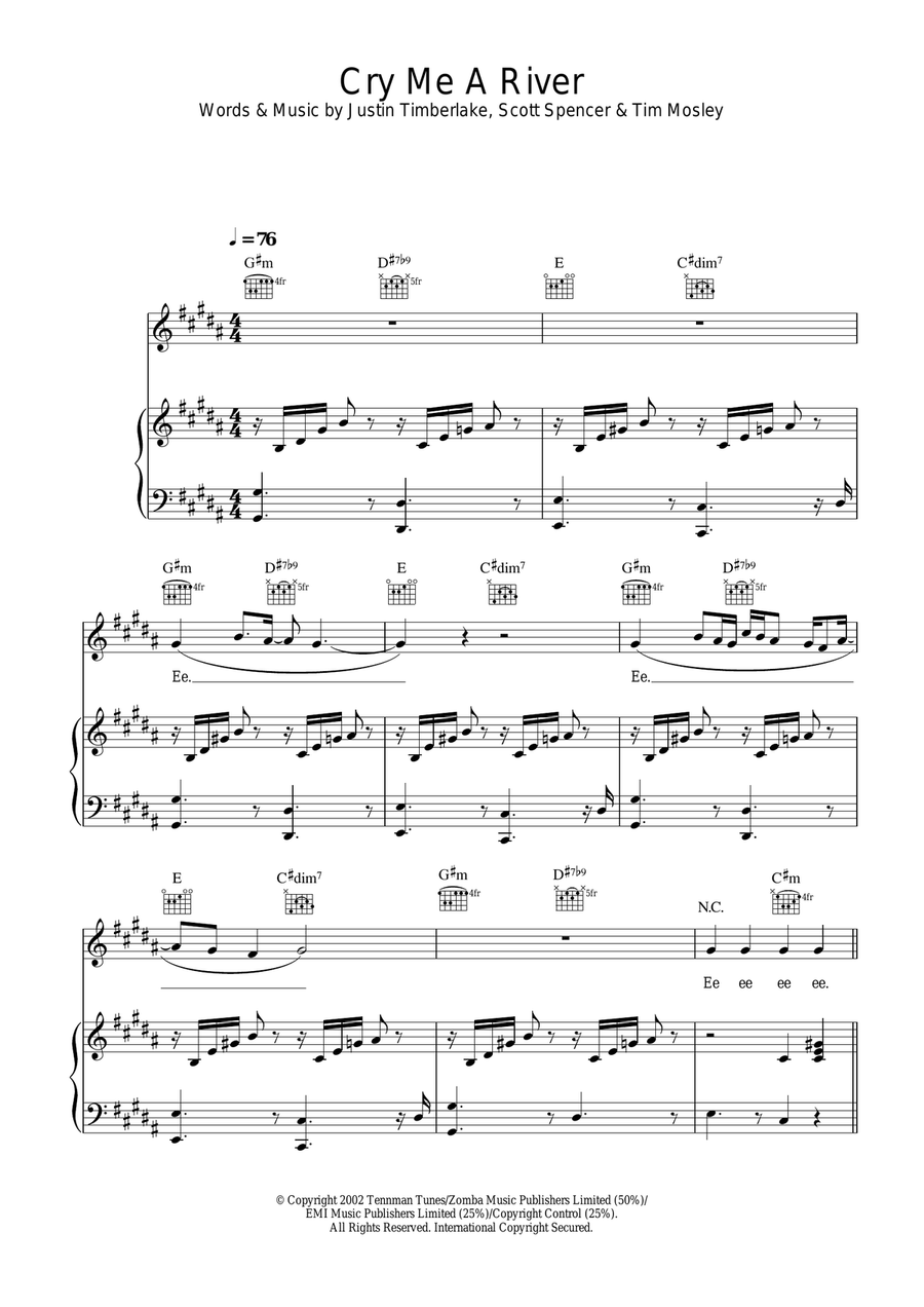 Cry Me A River Acoustic Guitar scores gallery preview page 1