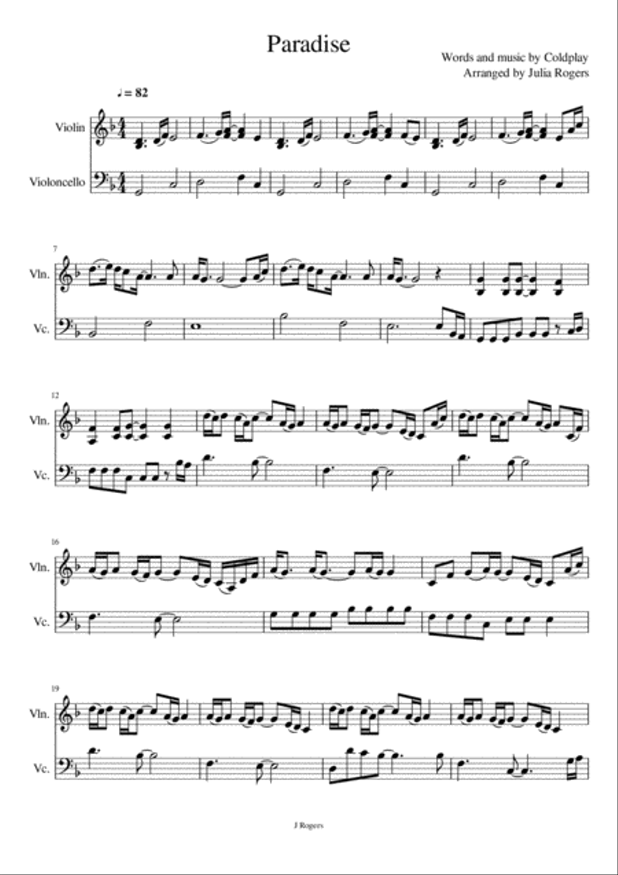 Paradise Paradise String Duet scores gallery preview page 1