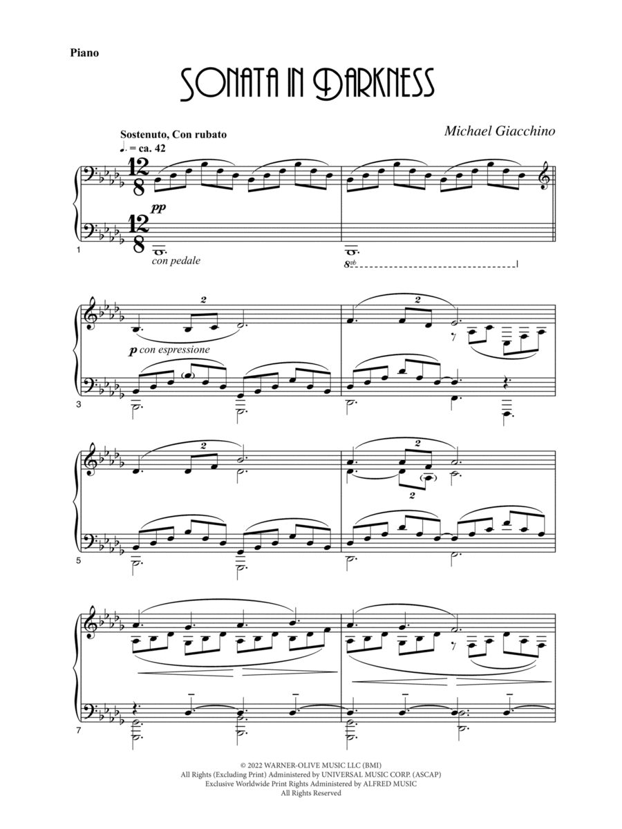 Sonata In Darkness (from The Batman) Piano Solo scores gallery preview page 1