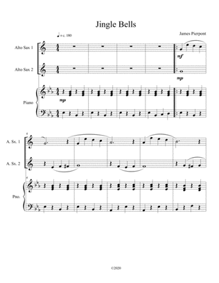Book cover for Jingle Bells (alto sax duet) with optional piano accompaniment