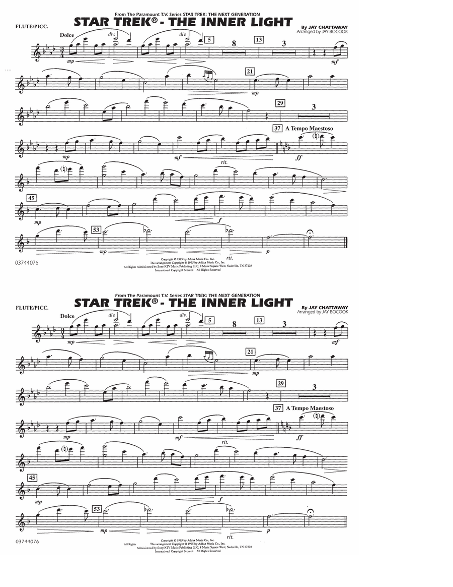 Book cover for Star Trek - The Inner Light - Flute/Piccolo