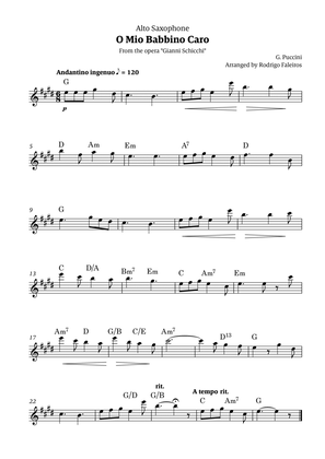 O Mio Babbino Caro - for alto sax solo (with chords)