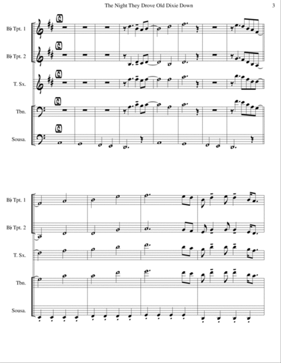 The Night They Drove Old Dixie Down Tenor Saxophone scores gallery preview page 4