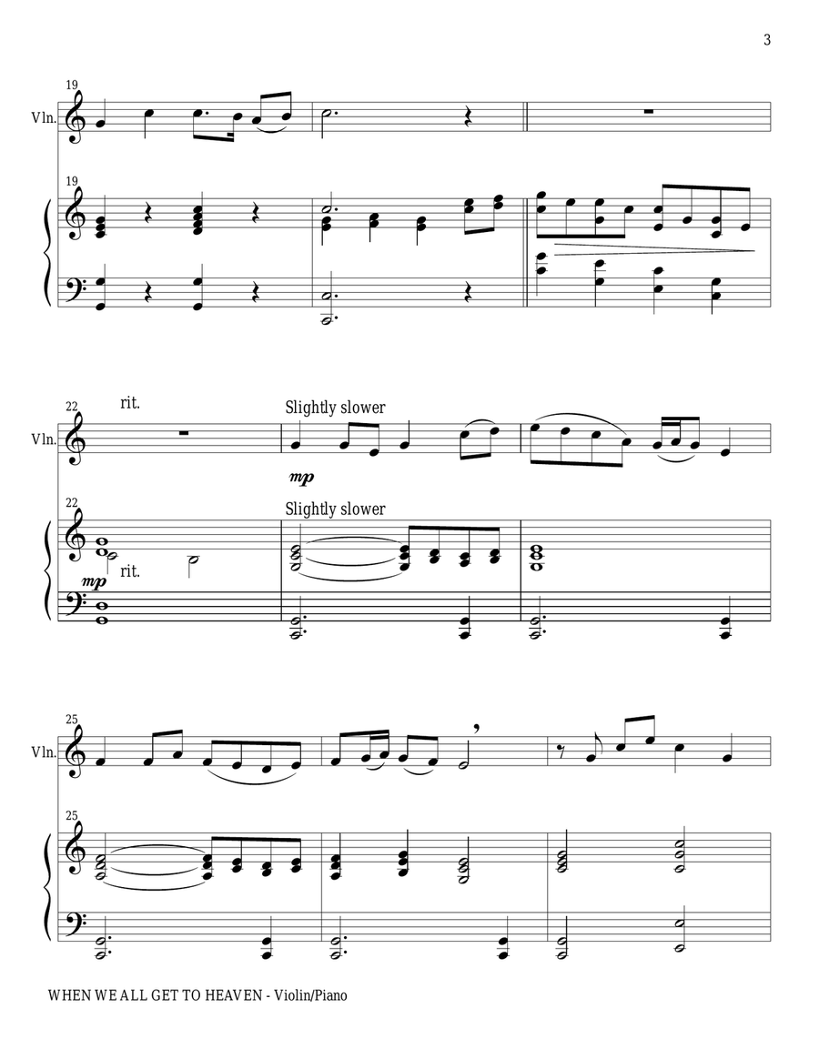 WHEN WE ALL GET TO HEAVEN (Violin Piano and Violin Part) Violin Solo scores gallery preview page 3