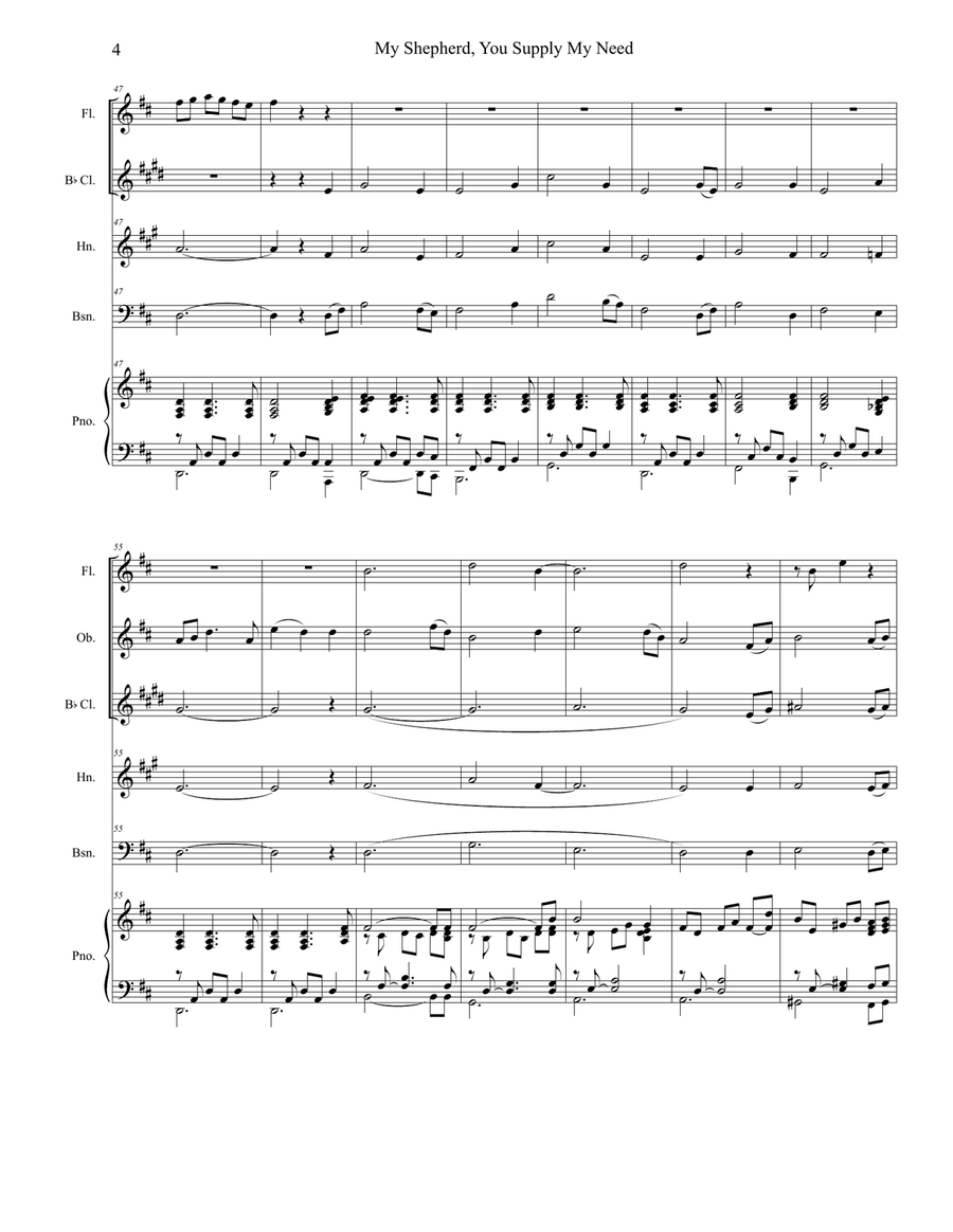 My Shepherd, You Supply My Need (for Woodwind Quintet and Piano) Woodwind Quintet scores gallery preview page 4