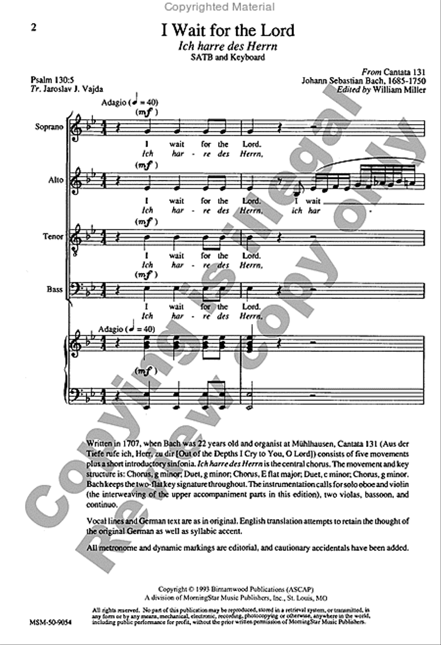 I Wait for the Lord 4-Part scores gallery preview page 2