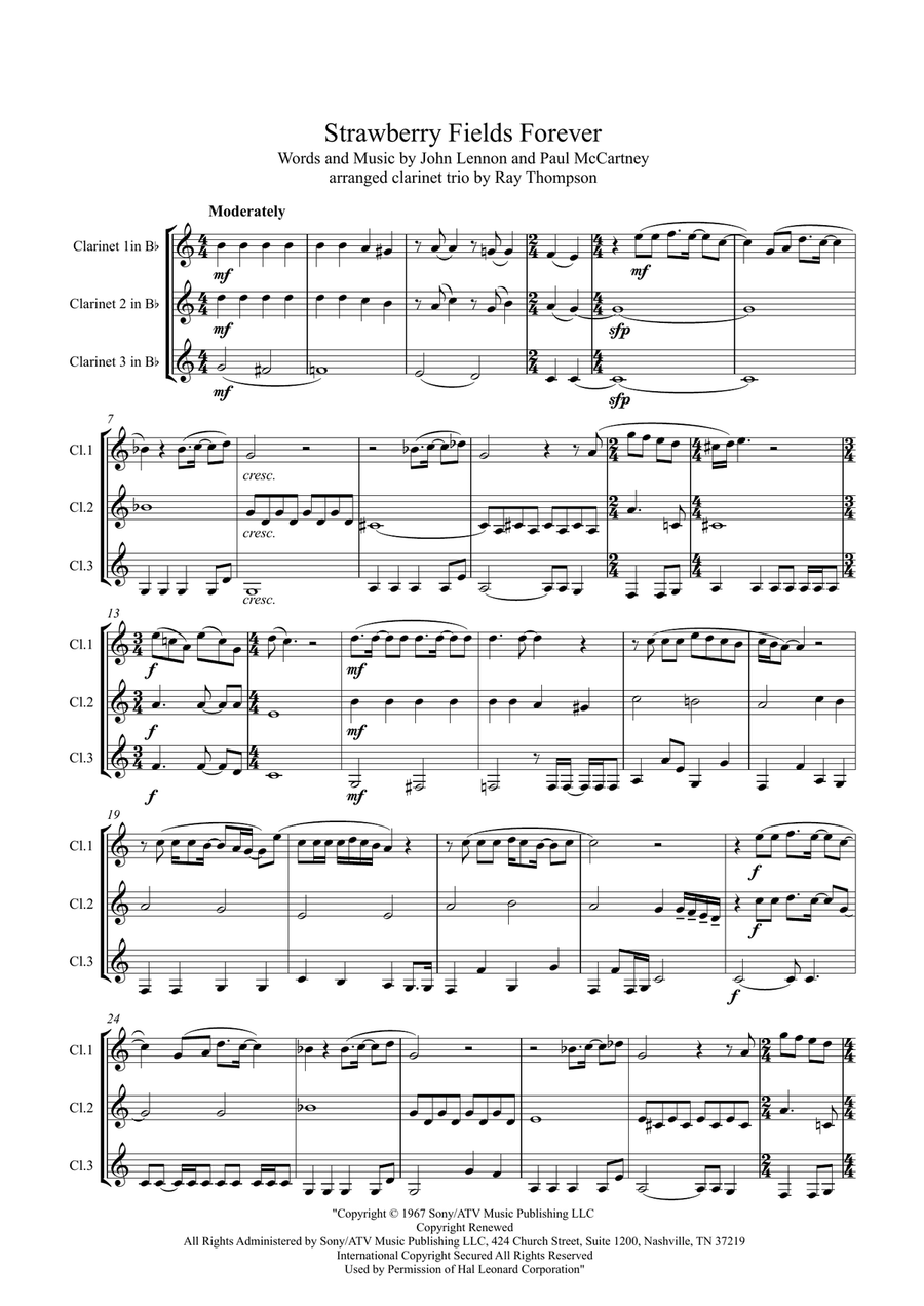 Strawberry Fields Forever Clarinet Trio scores gallery preview page 1