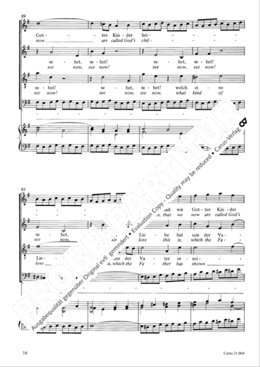 See now, what kind of love (Sehet, welch eine Liebe hat uns der Vater erzeiget) 4-Part scores gallery preview page 17