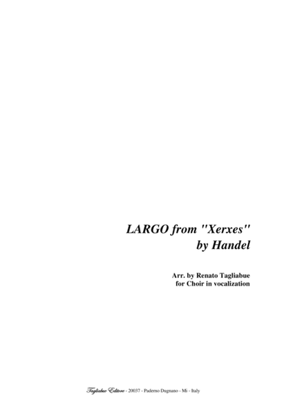 LARGO from "Xerxes" by Handel - Arr. for SATB Choir in vocalization image number null