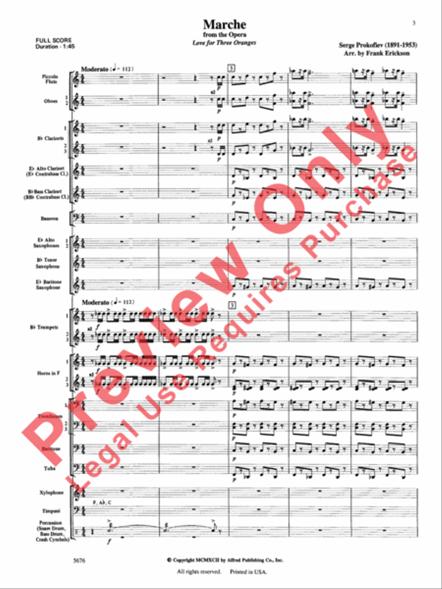 March from the Opera Love for 3 Oranges Concert Band scores gallery preview page 4