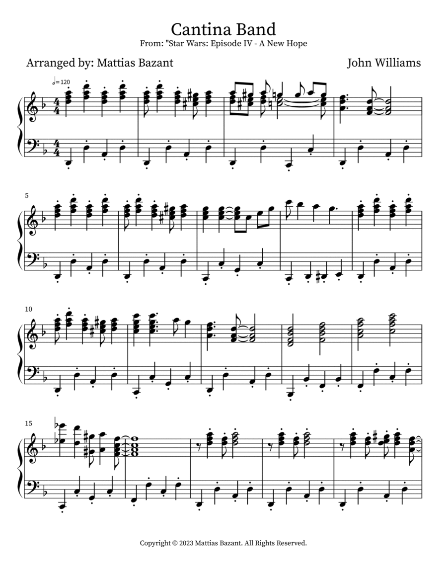 Cantina Band Piano Solo scores gallery preview page 1