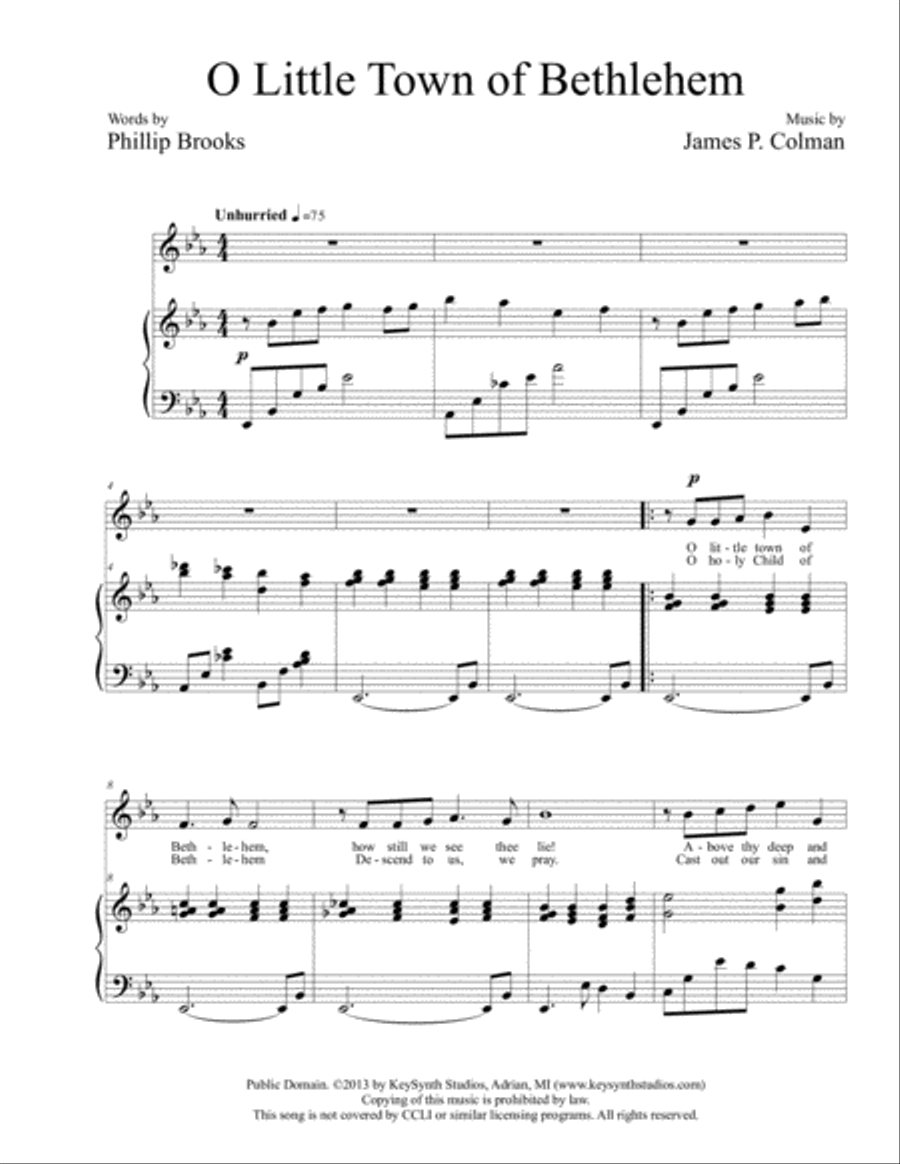 O Little Town of Bethlehem High Voice scores gallery preview page 3