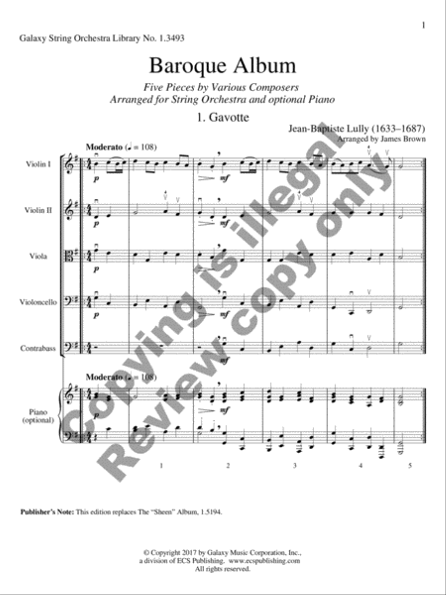 Baroque Album: Five Pieces by Various Composers String Orchestra scores gallery preview page 3